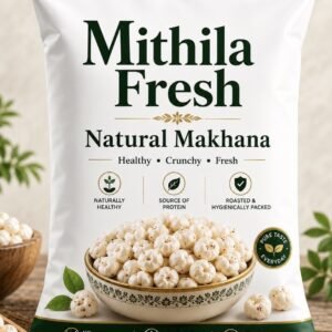Mithila Fresh 5+ Suta Makhana — premium fox nuts (makhana) in a 5+ suta size, suitable for healthy snacking and cooking.